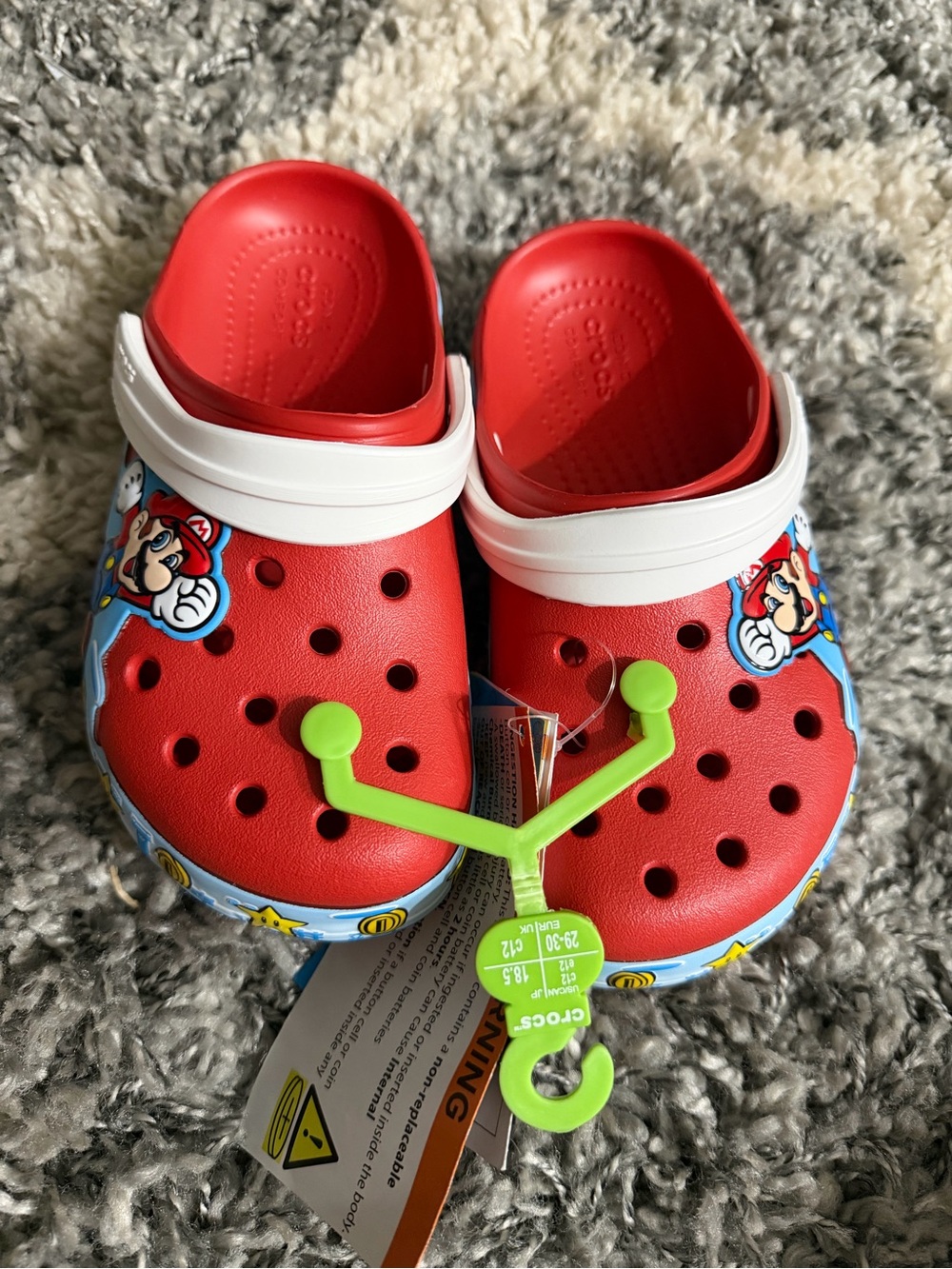 Kids Super Mario-Theme Clog Sandals with White Strap